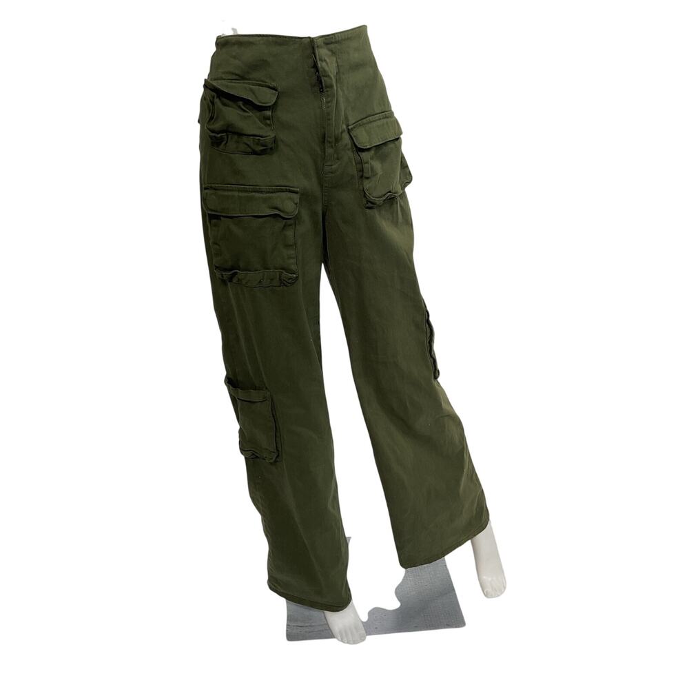 Afrm Wide-Leg Olive Maxwell Pants Size 25 - Picture 2 of 5